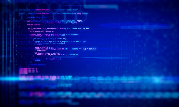 Photo creative glowing programming backdrop software and coding concept 3d rendering