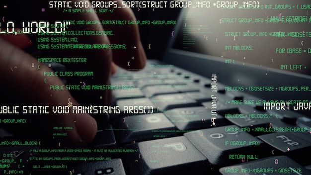 Photo creative visual of computer programming coding and software development