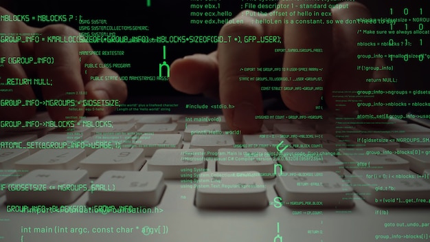 Photo creative visual of computer programming coding and software development