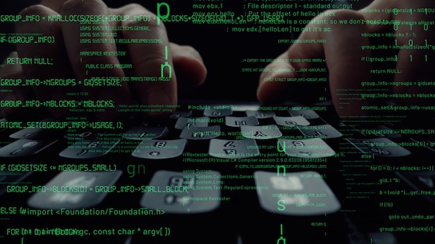 Photo creative visual of computer programming coding and software development