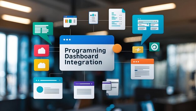 Photo customizable programming dashboard and coding workflow icon with blank branding space ideal for co