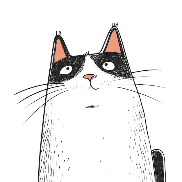 Photo cute cartoon cats drawing style