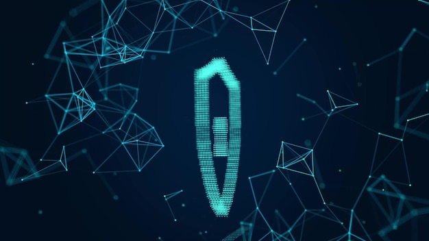 Photo cyber security concept personal data protection network connection structure with shields digital background with dots and lines big data visualization 3d rendering