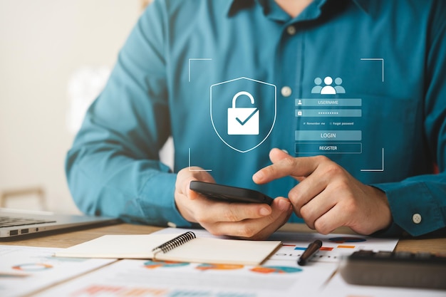 Photo cybersecurity and privacy concept of data protection secure encryption technology secure internet access secure encryption of user private data business confidentiality security