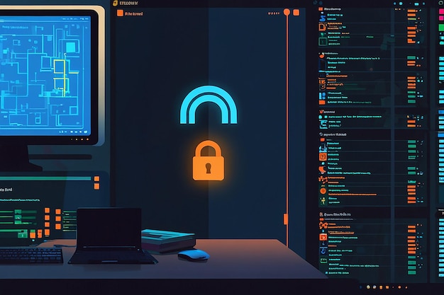 Photo cybersecurity software firewalls and encryption for sensitive data