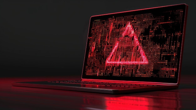 Photo cybersecurity warning red triangle