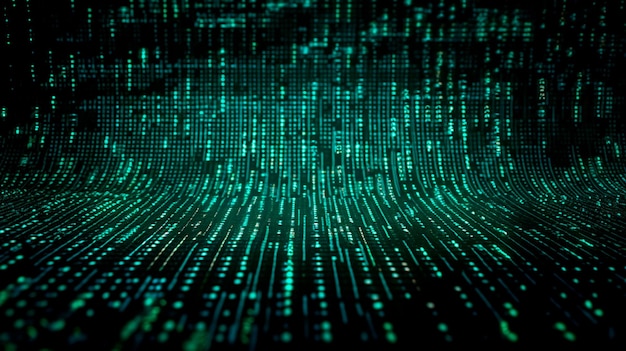 Photo data from a digital stream or binary code on a matrix background with vector digits from virtual security technology sometimes known as binary code or green numbers generative ai