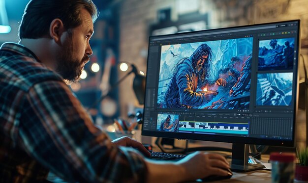 Photo designers on work with computer