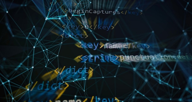 Photo desktop pc monitor photo. javascript functions, variables, objects. project managers work new idea. future technology creation process.