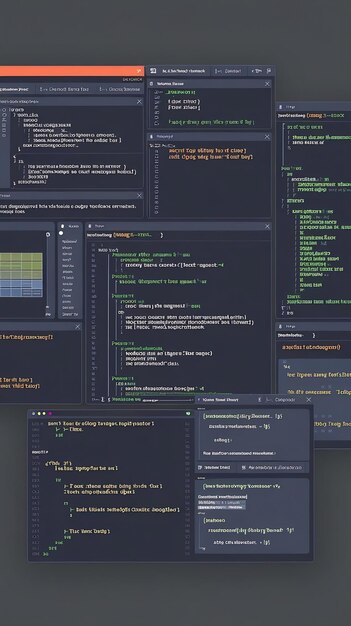 Photo developer software code mock up with generic programming language