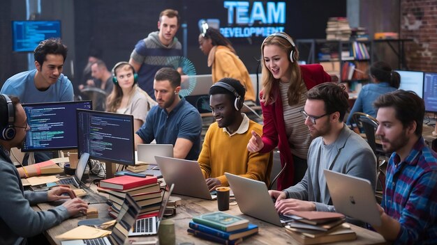 Photo developing programmer team development website design and coding technologies