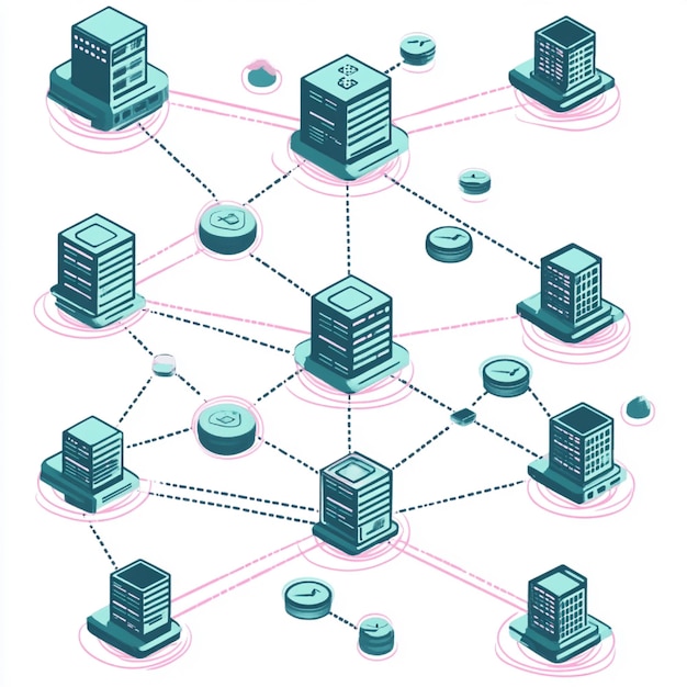 Photo a diagram of a distributed computing network with tasks being processed across multiple nodes