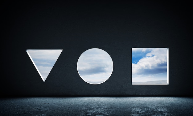 Photo  different shape windows