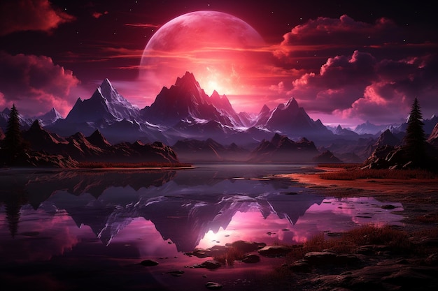 Photo digital art beautiful mountains