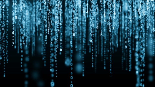 Photo digital background blue matrix binary computer code hacker concept 3d rendering