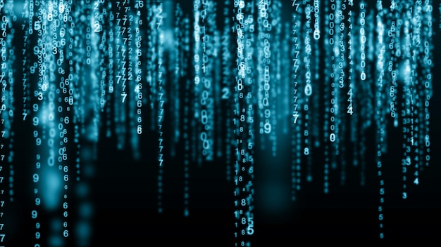 Photo digital background blue matrix binary computer code hacker concept 3d rendering
