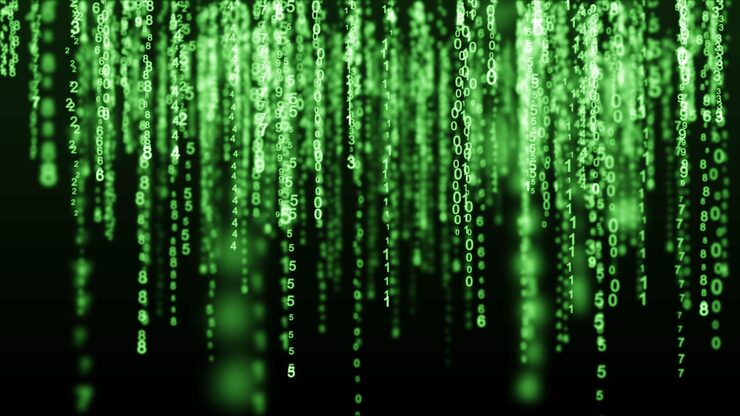 Digital background green matrix Binary computer code Hacker concept 3d rendering