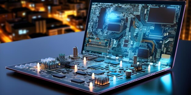 Photo digital engineer using laptop screen for virtual coding board in software development concept software development virtual coding board digital engineering laptop screen coding tools