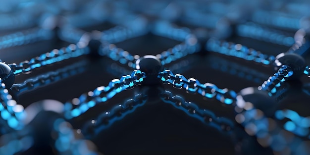 Photo digital network of blockchain nodes on dark background interconnected with links concept blockchain technology network nodes dark background interconnected links digital connectivity