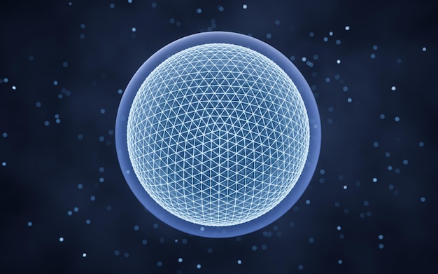 Photo digital sphere with glowing lines structure 3d rendering