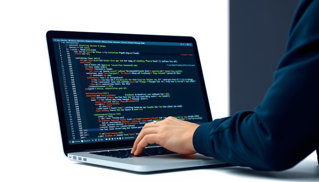 Photo digital technology software development concept coding programmer software engineer coding