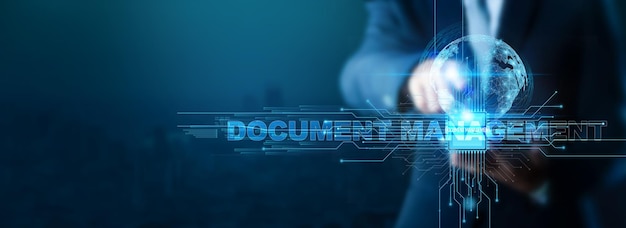 Photo document management document management technology and a businessman using document management