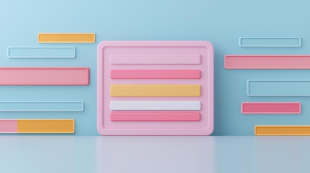Photo dynamic 3d search engine interface with floating tabs and filters for userfriendly search customization copy space available for text