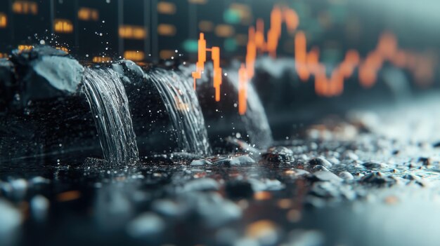 Photo dynamic financial insights visualizing dropping interest rates through a unique waterfall image