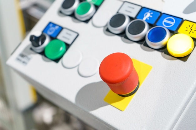 Photo emergency button on the conveyor belt