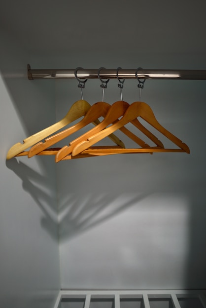 empty hangers in the wardrobe