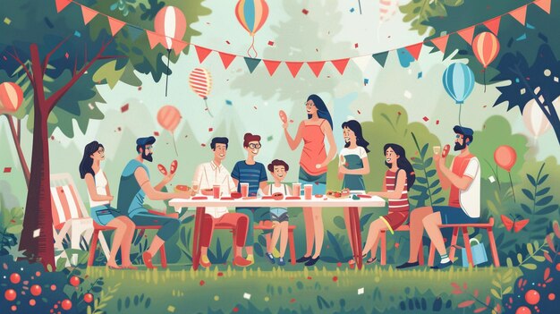 Photo family and friends celebrating independence