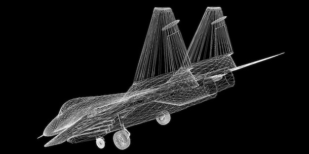 Photo fighter plane model, body structure, wire model