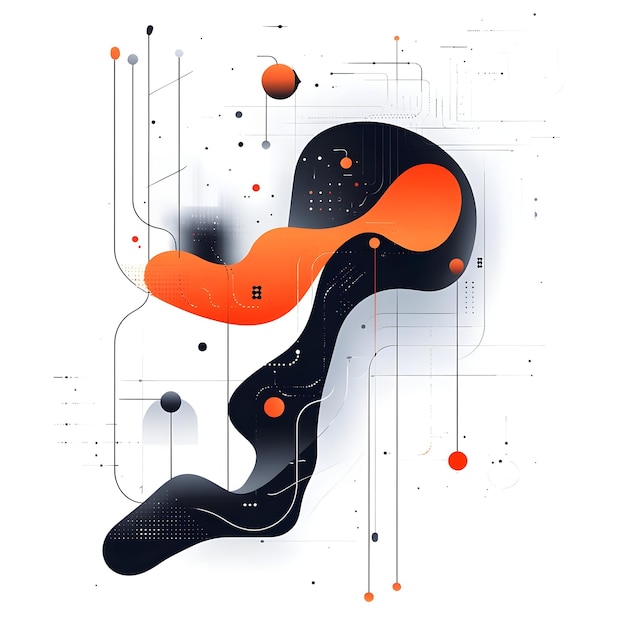 Photo flat ai driven data flow elements concept as abstract vector elements featuring dynamic data streams