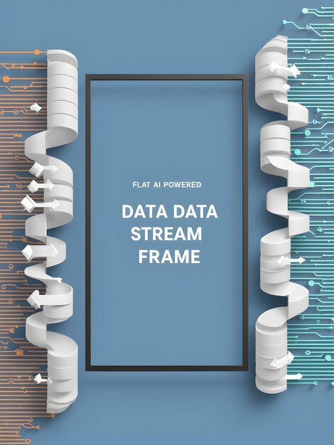 Photo flat ai powered data stream frame concept as a clean border frame featuring dynamic data streams on