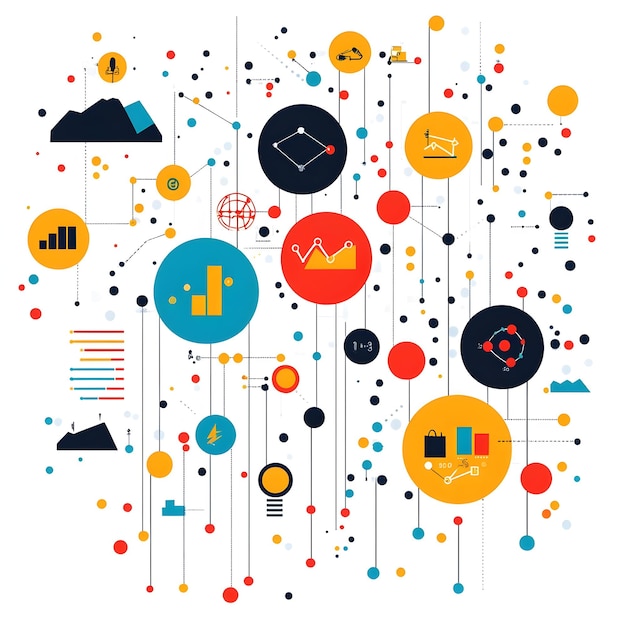 Photo flat glossy background with stylized data points representing performance analytics concept as a glo