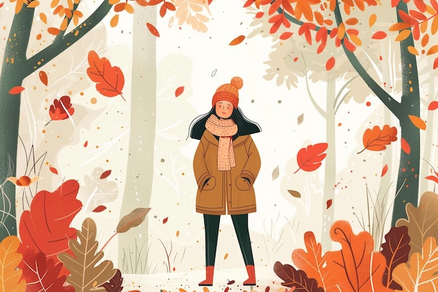 Photo flat illustration for fall season