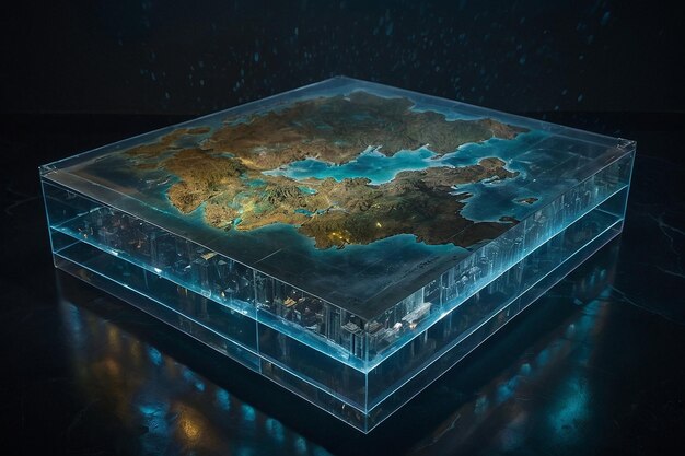 Photo floating holographic map of ancient knowledge