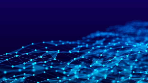 the flow of particles in a dynamic wave data visualization abstract dark background 3d