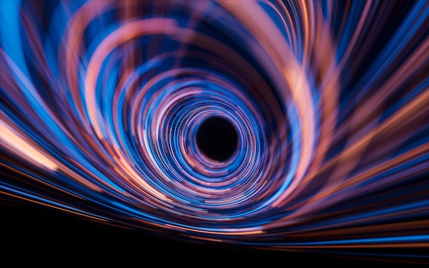 Photo flowing lines with digital cyberspace 3d rendering