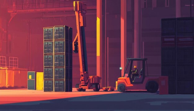 Photo forklift working in industrial setting