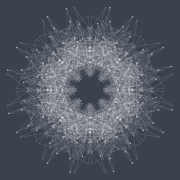 Photo fractal element with connected lines and dots. big data complex. particle compounds. network connection, lines plexus. minimalistic chaotic design, illustration, raster illustration.