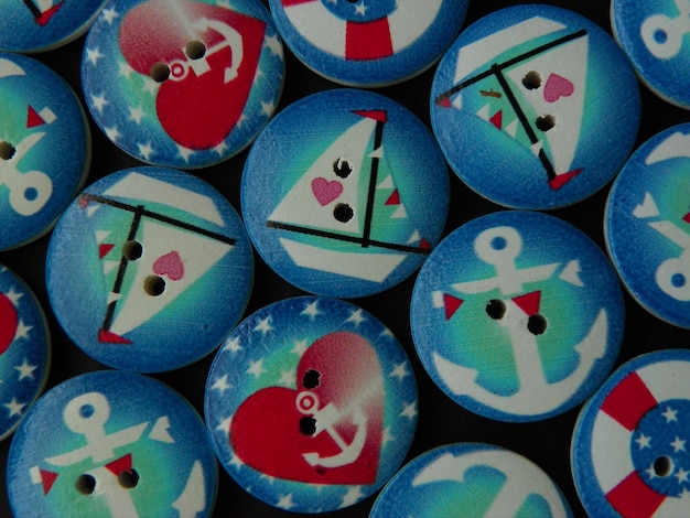 Photo full frame shot of patterned blue buttons