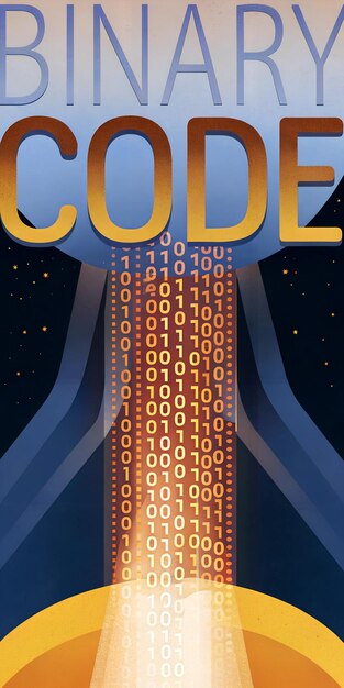 Photo futuristic binary code stream with digital technology aesthetic