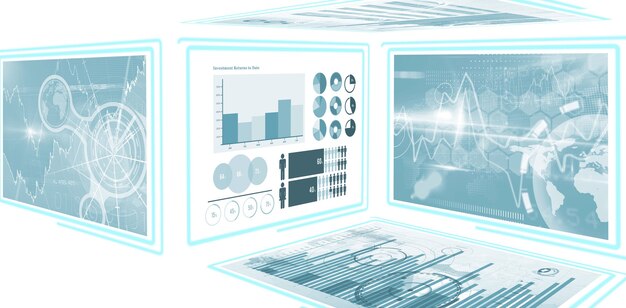 Photo futuristic digital data visualization dashboard