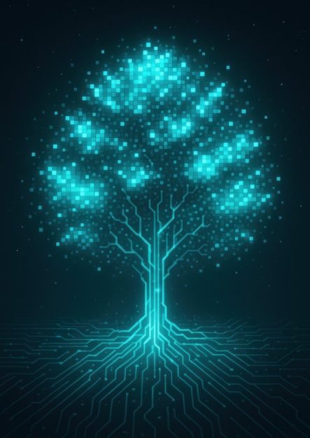 Photo futuristic digital tree design