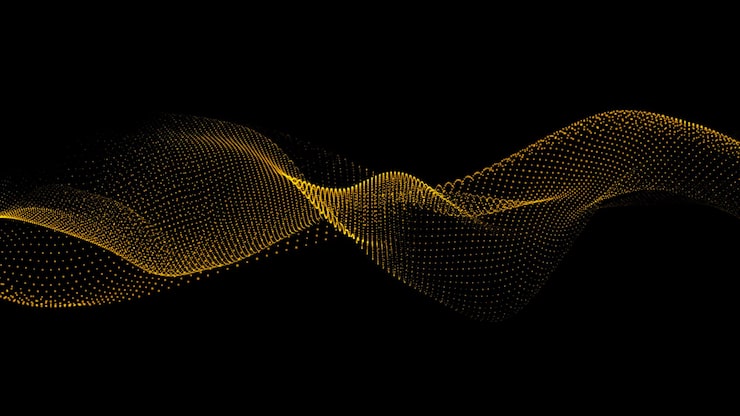 Futuristic point wave Cyber big data flow Blockchain data fields Network line connect stream Big data technology Concept of AI technology digital communication 3d rendering