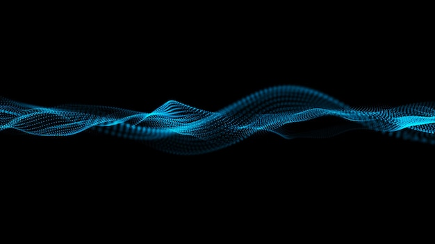 Photo futuristic point wave cyber big data flow blockchain data fields network line connect stream big data technology concept of ai technology digital communication 3d rendering