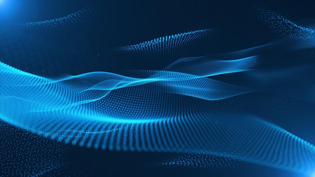 futuristic point wave cyber big data flow blockchain data fields network line connect stream big data technology concept of ai technology digital communication 3d rendering