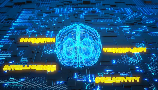 Photo glowing human brain