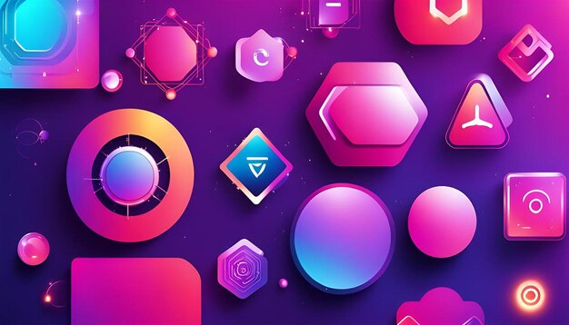 Photo gradient technology symbols background